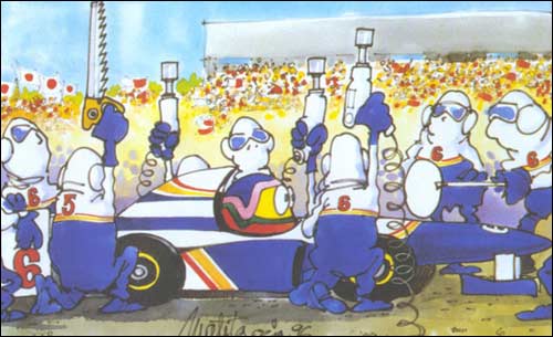 В этой карикатуре по мотивам гонки на Сузуке, как водится, лишь доля шутки...