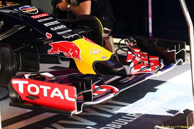 В Барселоне Red Bull Racing представила укороченную версию носового обтекателя