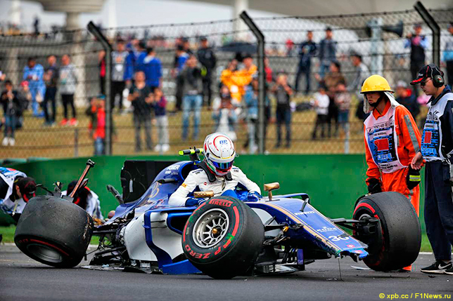 Авария Антонио Джовинацци на квалификации Гран При Китая