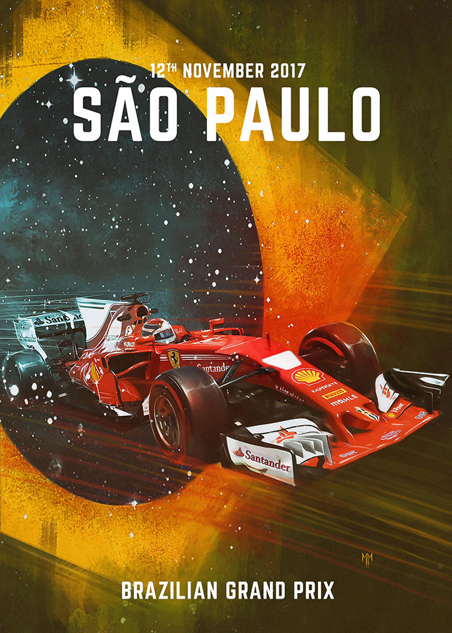 Плакат Ferrari, посвящённый Гран При Бразилии