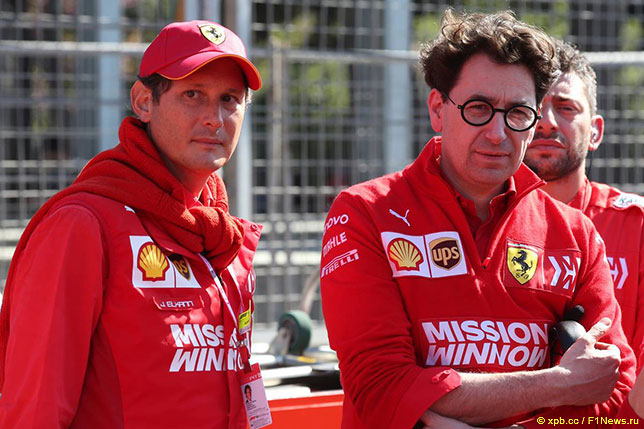 Джон Элканн (слева) и руководитель команды Ferrari Маттиа Бинотто
