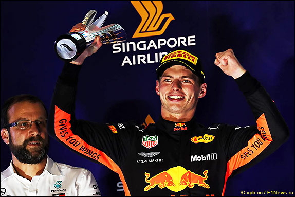 Подиум Гран При Сингапура 2018. Макс Ферстаппен