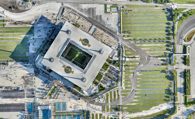 Вид строительной площадки вокруг Hard Rock Stadium с воздуха, фото пресс-службы Гран При Майами