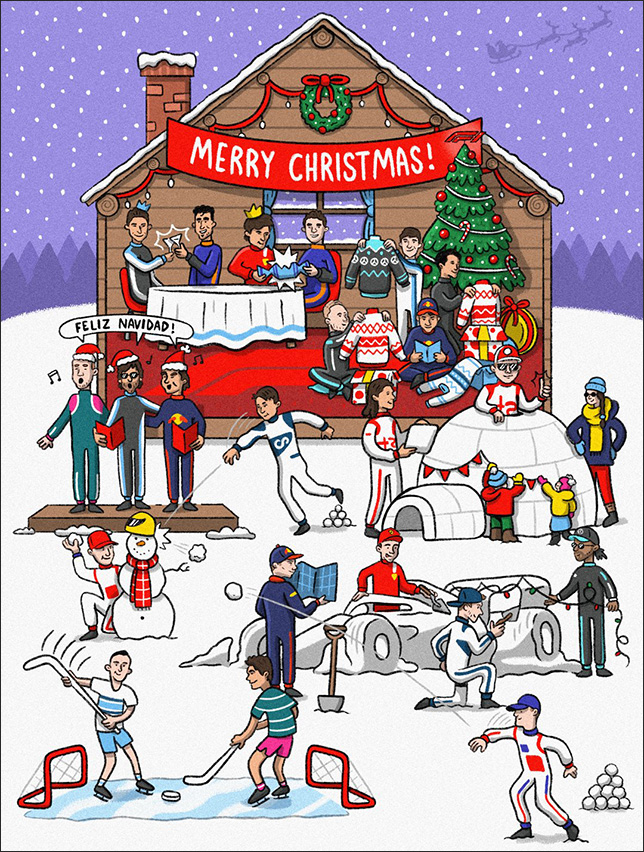 Рождественский плакат от Формулы 1