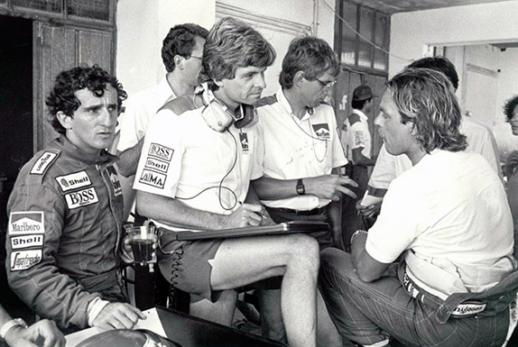 Ален Прост, Стив Николс и Кеке Росберг на Гран При Франции 1986 года