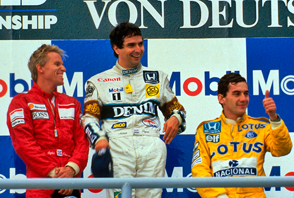 Подиум Гран При Германии 1987 года - Йохансон, Пике, Сенна