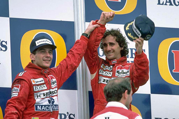 Айртон Сенна и Ален Прост на подиуме Гран При Австралии 1988 года. Фото Honda