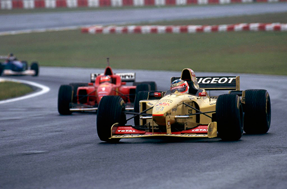 Рубенс Баррикелло и Михаэль Шумахер на Гран При Бразилии 1996 года