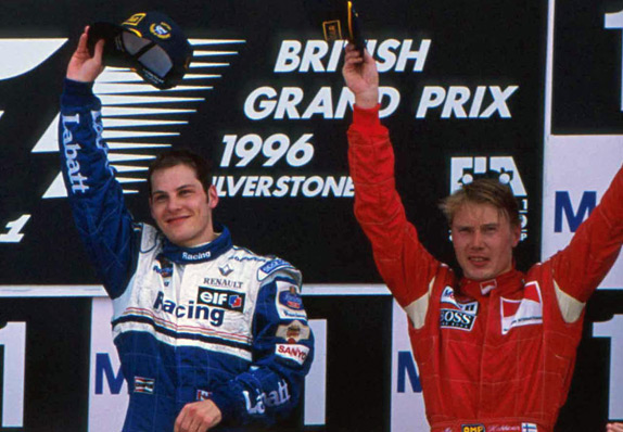 Жак Вильнёв и Мика Хаккинен на Гран При Великобритании 1996 года