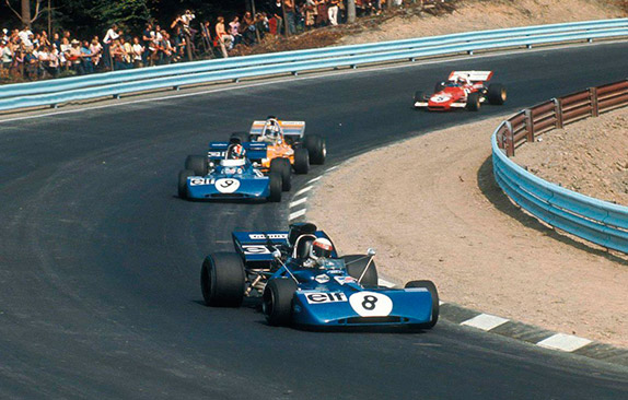 Джеки Стюарт, Франсуа Север, Денни Халм и Клей Регаццони на Гран При США 1971 года