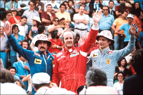 Подиум Гран При Аргентины 1974 года: Регаццони, Халм, Лауда