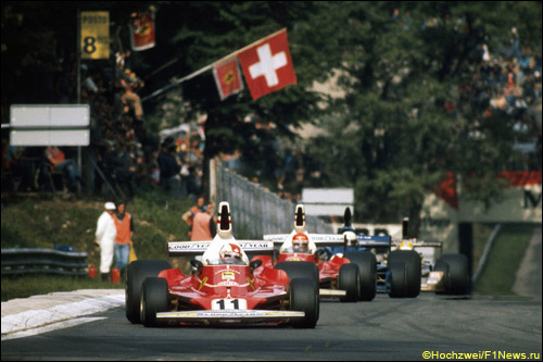 Клей Регаццони, Ники Лауда и Джоди Шектер на Гран При Италии 1975 года