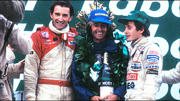 Подиум Гран При Канады 1981 года - Уотсон, Лаффит, Вильнёв