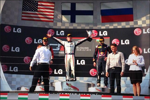 Подиум первой гонки GP3 в Венгрии