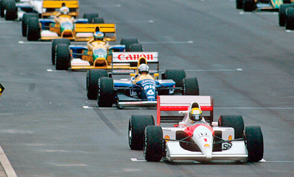 Сенна, Патрезе, Шумахер и Брандл на стартовой решётке Гран При ЮАР 1992 года