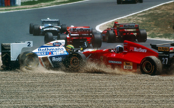 Авария Сенны и Ларини в первом повороте Гран При Тихого океана 1994 года
