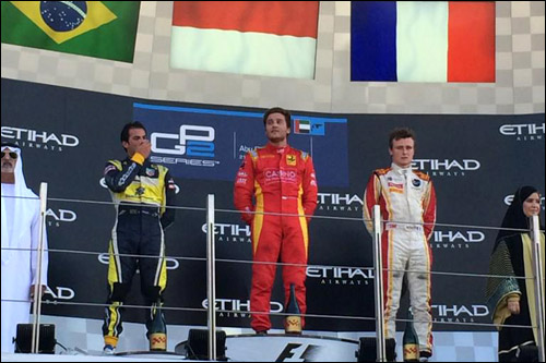 Фелипе Наср, Стефано Колетти и Артур Пик на подиуме GP2 в Абу-Даби