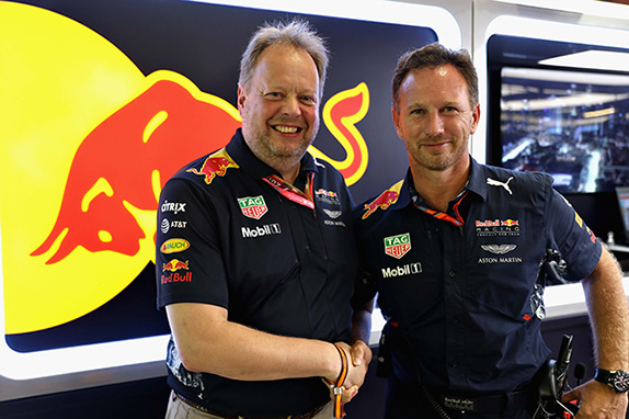 Энди Палмер, глава Aston Martin, и Кристиан Хорнер, руководитель Red Bull Racing