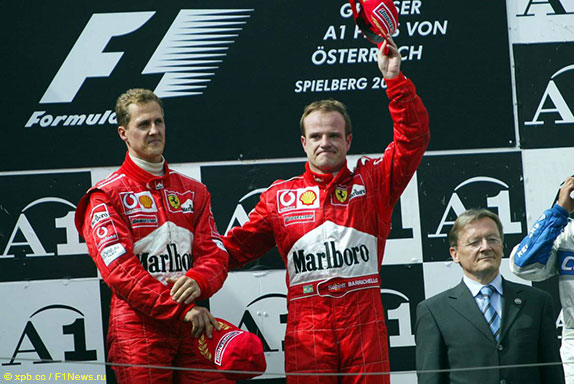 В 2002 году в Австрии Михаэль Шумахер уступил место на подиуме Рубенсу Баррикелло 