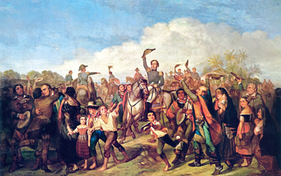 Картина Франсуа-Рене Моро, изображающее провозглашение независимости Бразилии Педру I