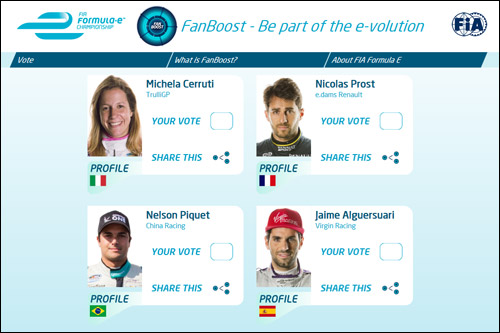 Страница голосования FanBoost на официальном сайте Формулы E