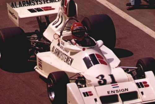 Гийс ван Леннеп за рулем Ensign на Гран При Голландии, 1975 г.