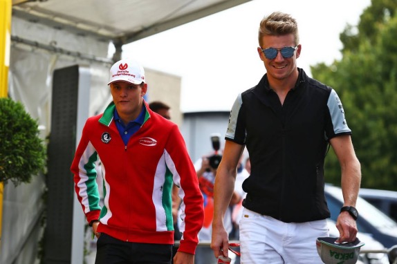 Мик Шумахер и Нико Хюлкенберг на Гран При Германии 2016 года, фото XPB