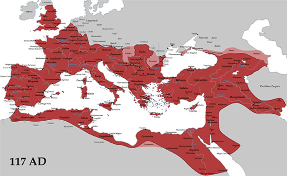 В 117 году н.э. Римская империя достигла своих максимальных размеров