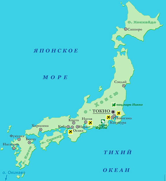 Карта современной Японии