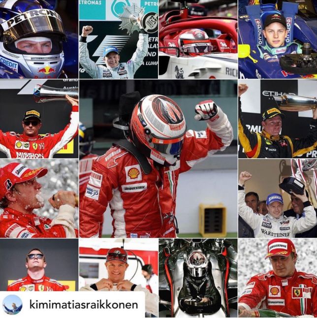 Коллаж, посвящённый славной карьере Кими Райкконена, фото из Instagram гонщика