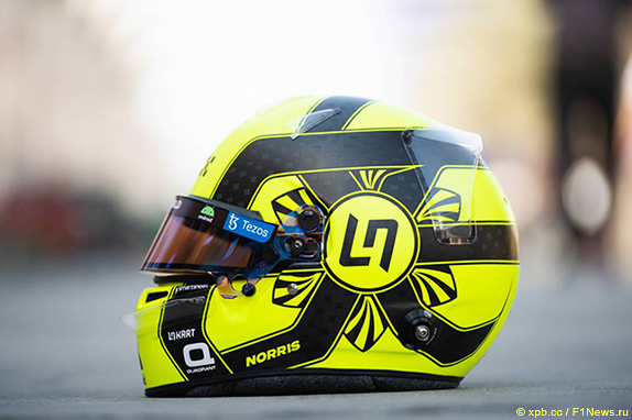 Lando Norris helmet with his logo