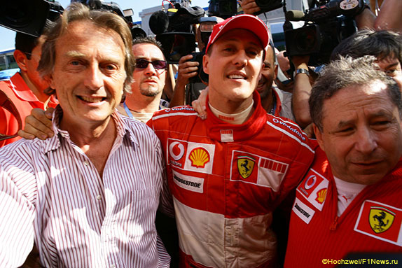 Лука ди Монтедземоло, Михаэль Шумахер и Жан Тодт на Гран При Сан-Марино 2006 года