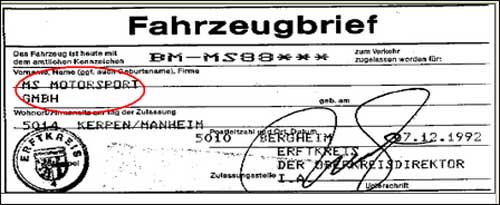 Документы на Mercedes-Benz, некогда принадлежавший Шумахеру