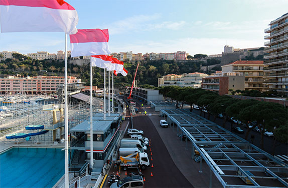 Сооружение трибун на трассе Гран При Монако, фото Automobile Club MC