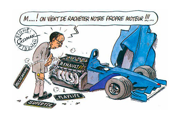 Карикатура 2000 года: "М...! Похоже, мы только что купили свой собственный мотор!!!..."