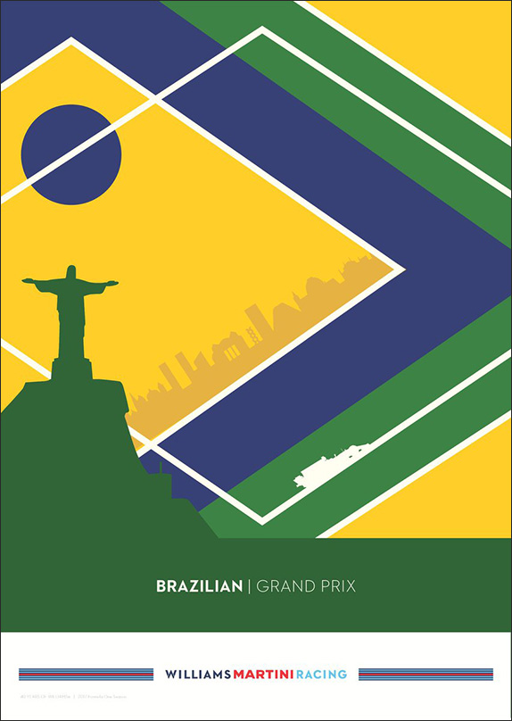 Плакат Williams выдержан в национальных бразильских цветах