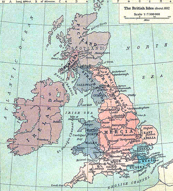 англия в 9 веке карта