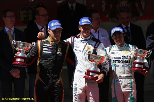Тройка призёров гонки WSR в Монако: Соренсен, Мюллер, Джаафар