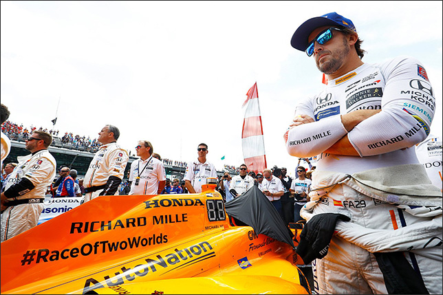 Попытка Фернандо Алонсо выиграть Indy 500 закончилась сходом на 179 круге гонки