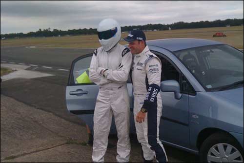 Стиг и Рубенс Баррикелло на съемках Top Gear