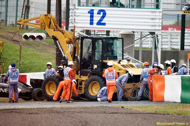 Место аварии Жюля Бьянки на трассе Гран При Японии, 2014 год