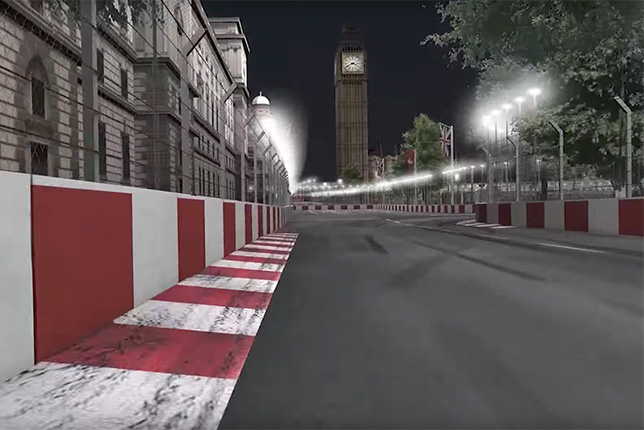 Кадр из видеоролика McLaren, в котором была смоделирована гипотетическая трасса Гран При Лондона