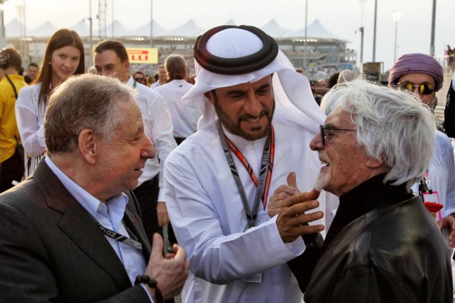 Берни Экклстоун (справа), Мохаммед бен Сулайем и Жан Тодт, экс-президент FIA, фото XPB