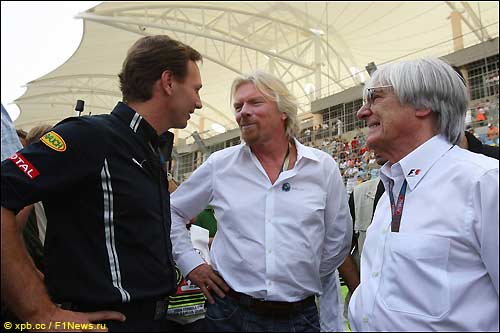 Берни Экклстоун, Ричард Брэнсон, глава концерна Virgin, и глава команды Red Bull Кристиан Хорнер