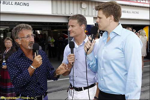 Эдди Джордан, Дэвид Култхард и Джейк Хамфри - только часть бригады ВВС, участвующей в трансляциях гонок