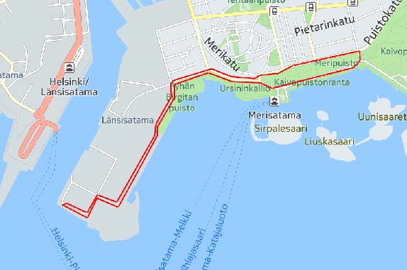 Предлагаемая схема городской трассы в центре Хельсинки