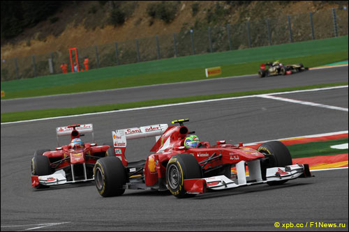 Пилоты Ferrari на трассе Гран При Бельгии