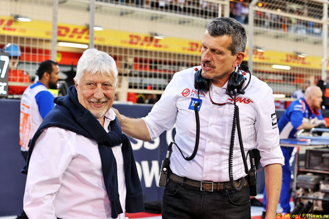 Херби Блаш и Гюнтер Штайнер перед стартом Гран При Бахрейна, 2022 год