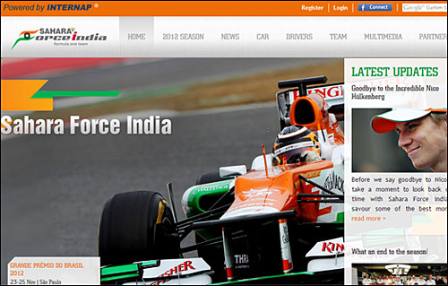 Скриншот официального сайта Force India