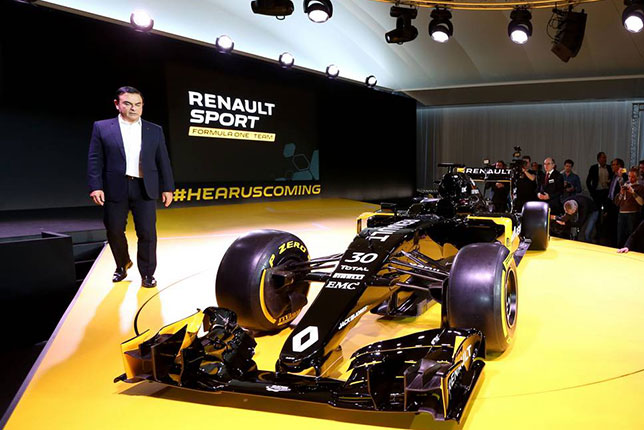 Карлос Гон на презентации машины Renault F1, 2016 год